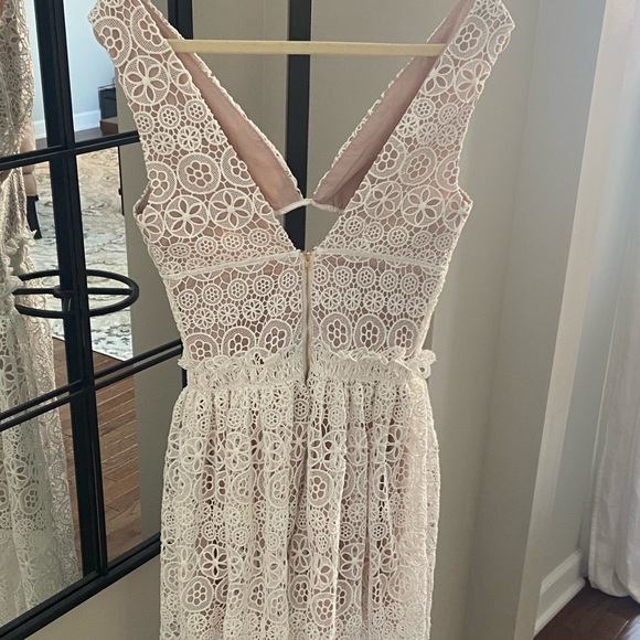 Self-Portrait White Lace Cutout Guipure Dress - Picture 9 of 11